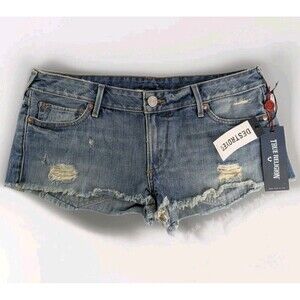 NWT True Religion Joey Vintage Destroyed CUTOFF SHORTS Flaps 30 Cotton Ripped